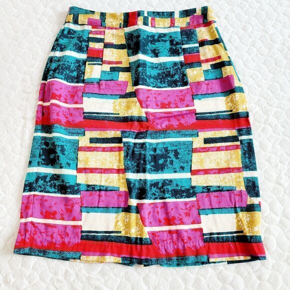 Dolce Vita Sorbet skirt abstract colorful pencil retro 80s 90s 4 small bright - Picture 1 of 10